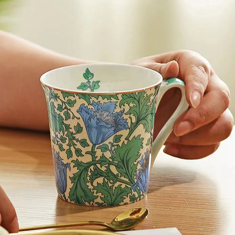 Taza de porcelana china, taza de agua de cerámica vintage europea, personalizada, William Sea Anemone Dandelion, regalo creativo, taza de café con leche, 400 ml