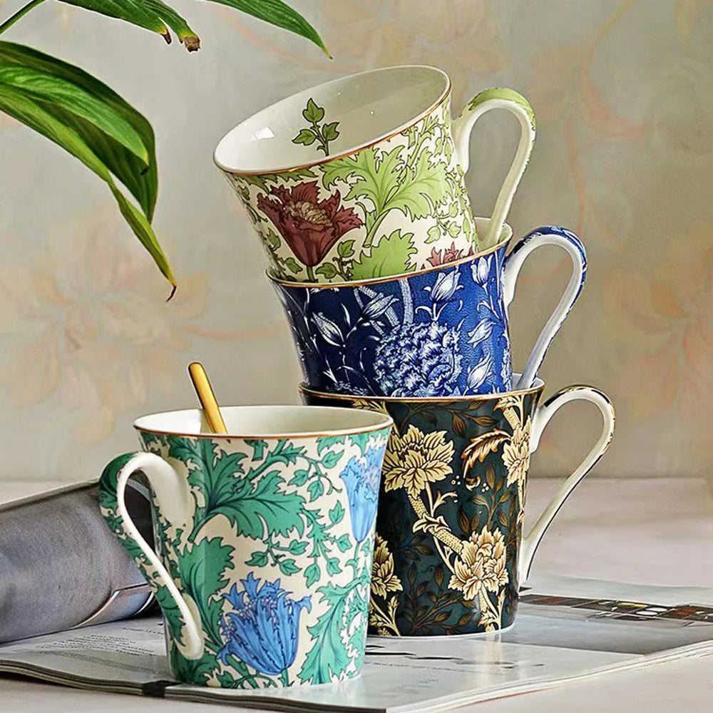 Taza de porcelana china, taza de agua de cerámica vintage europea, personalizada, William Sea Anemone Dandelion, regalo creativo, taza de café con leche, 400 ml
