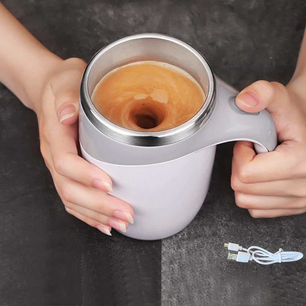 Taza de café portátil automática con agitación magnética, recargable, de acero inoxidable 304, eléctrica, para mezclar café