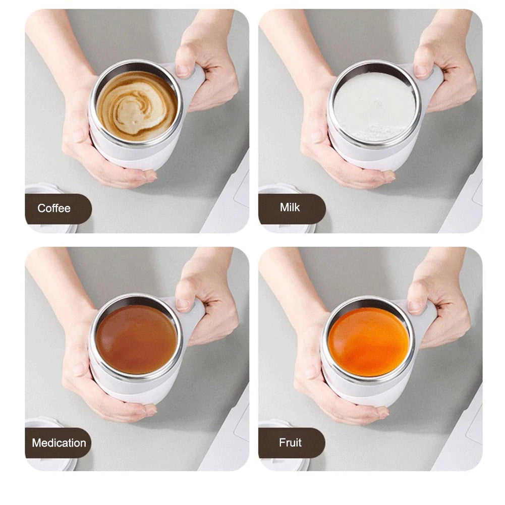 Taza de café portátil automática con agitación magnética, recargable, de acero inoxidable 304, eléctrica, para mezclar café