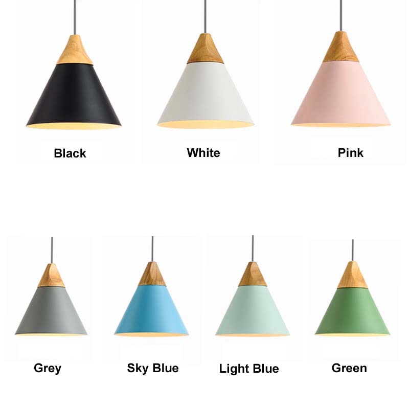 Wooden Iron Coned Pendant Lamp