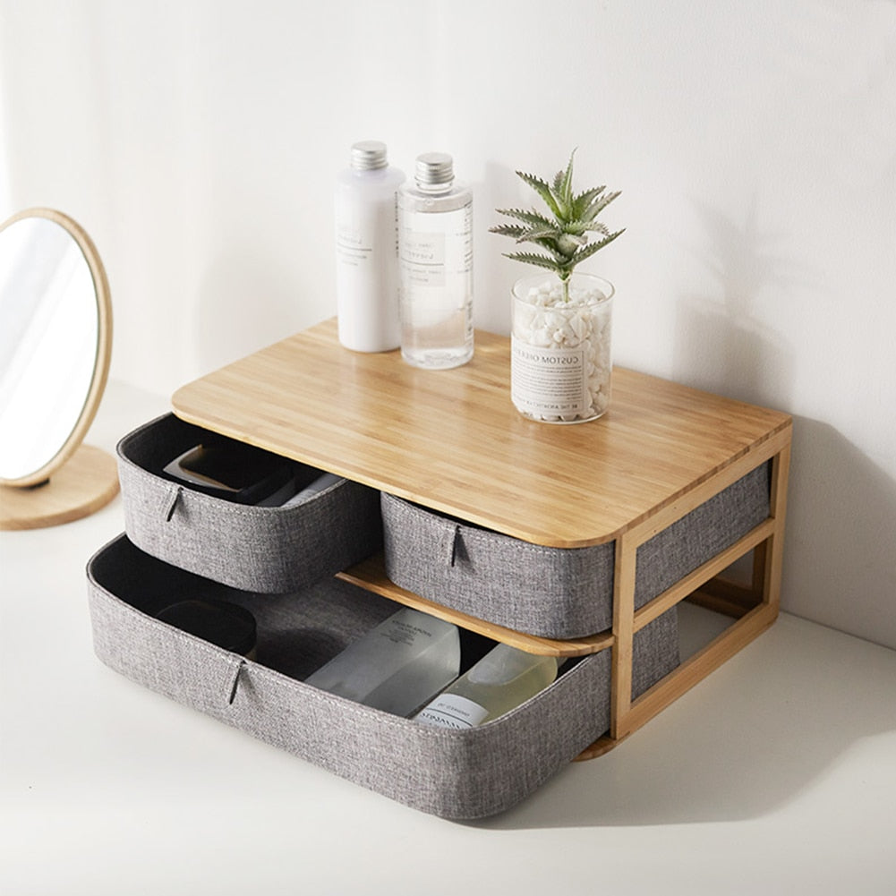 Modular Bamboo Desktop Storage Box