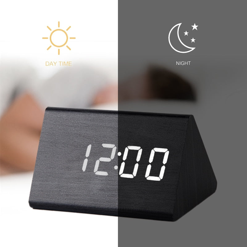 LED Wooden Alarm Clock