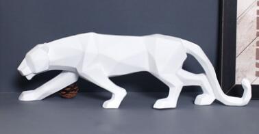 Modern Abstract Black Panther Sculpture Geometric Resin Leopard Statue Wildlife Decor Gift