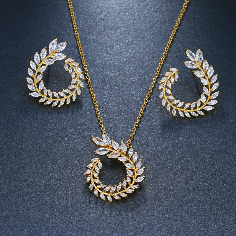 Women Pendant Necklace And Earrings Jewelry