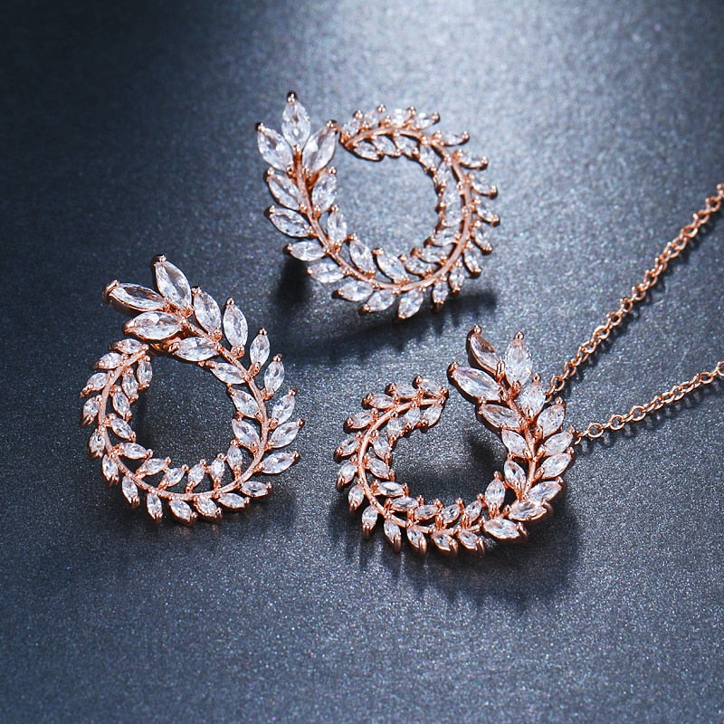 Women Pendant Necklace And Earrings Jewelry