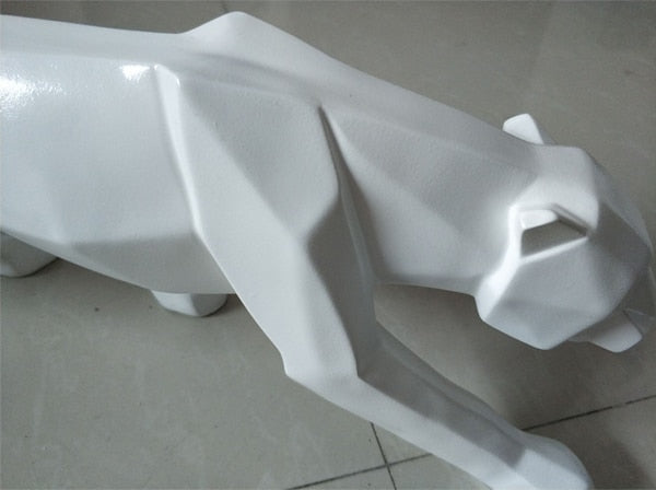 Modern Abstract Black Panther Sculpture Geometric Resin Leopard Statue Wildlife Decor Gift