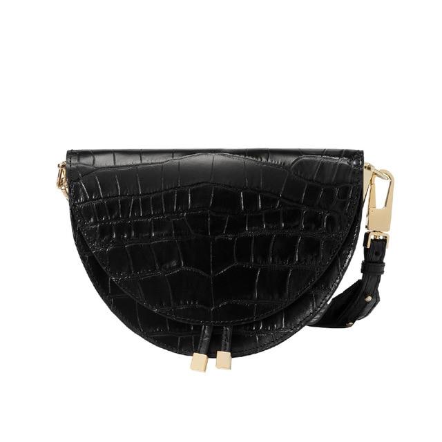 Bolso de lujo tipo sillín de piel de cocodrilo para mujer