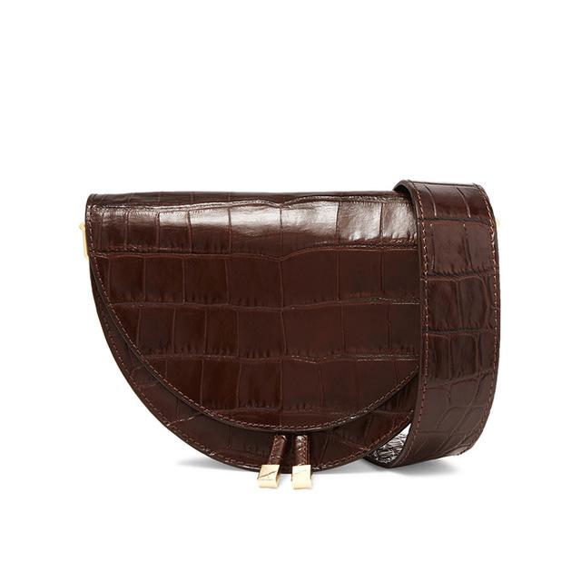 Bolso de lujo tipo sillín de piel de cocodrilo para mujer