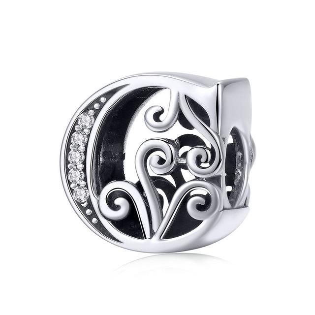 Sterling Silver Letter Alphabet A-Z Charm Name Bead Bracelets