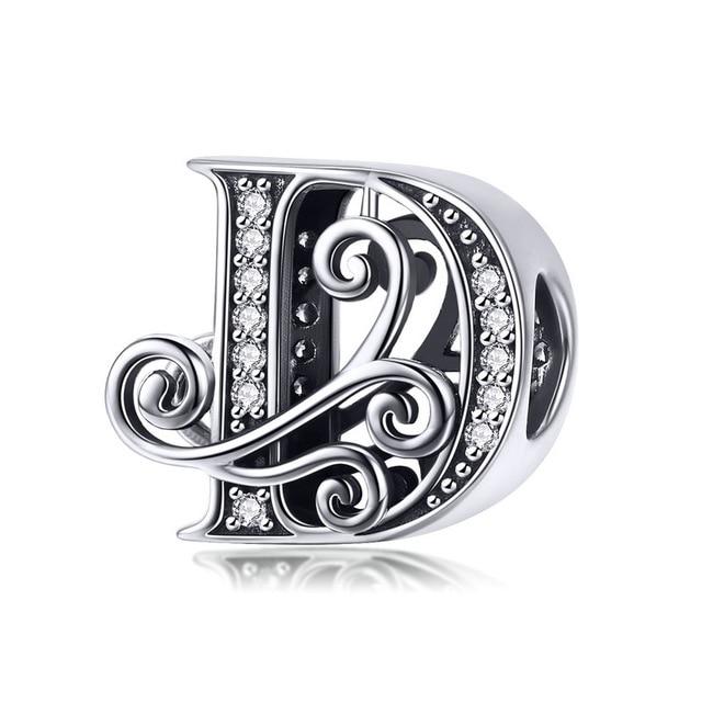 Sterling Silver Letter Alphabet A-Z Charm Name Bead Bracelets