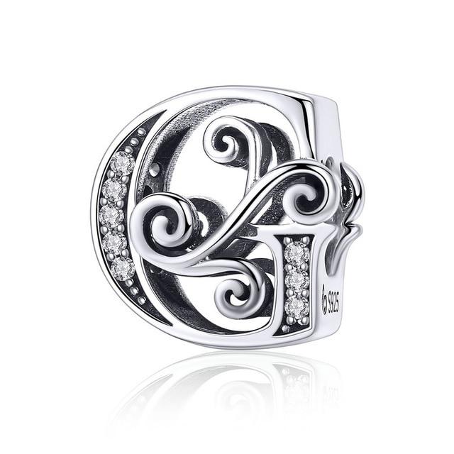 Sterling Silver Letter Alphabet A-Z Charm Name Bead Bracelets