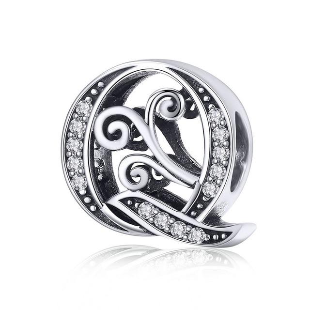 Sterling Silver Letter Alphabet A-Z Charm Name Bead Bracelets