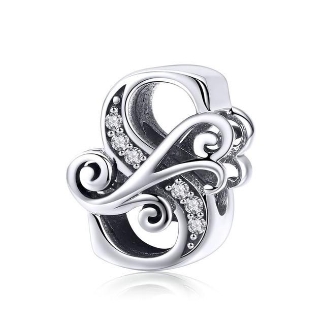 Sterling Silver Letter Alphabet A-Z Charm Name Bead Bracelets