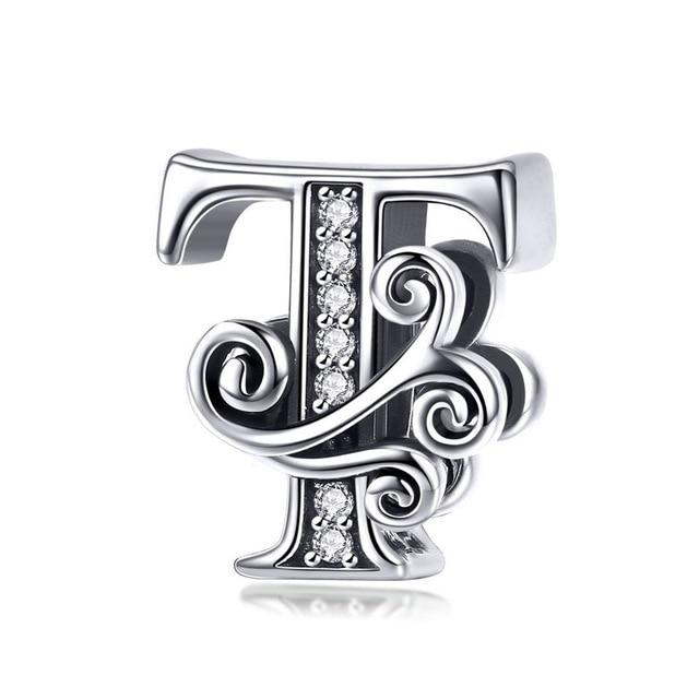 Sterling Silver Letter Alphabet A-Z Charm Name Bead Bracelets