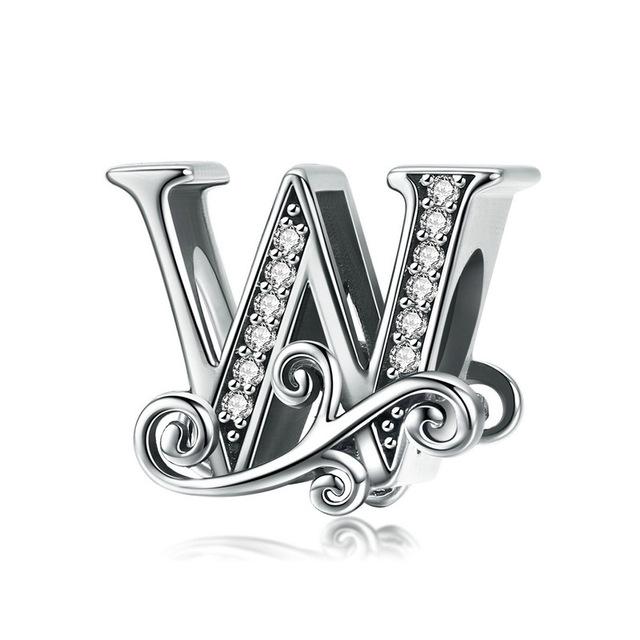 Sterling Silver Letter Alphabet A-Z Charm Name Bead Bracelets