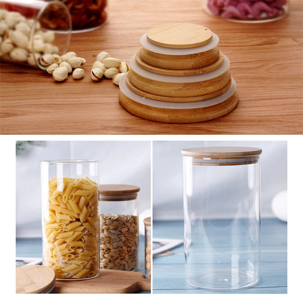 Walfos Stash Jar Food Glass Transparent Container Glass Jars With Lids Cookie Cereals Kitchen Jars Lids Small Size Pot Spice