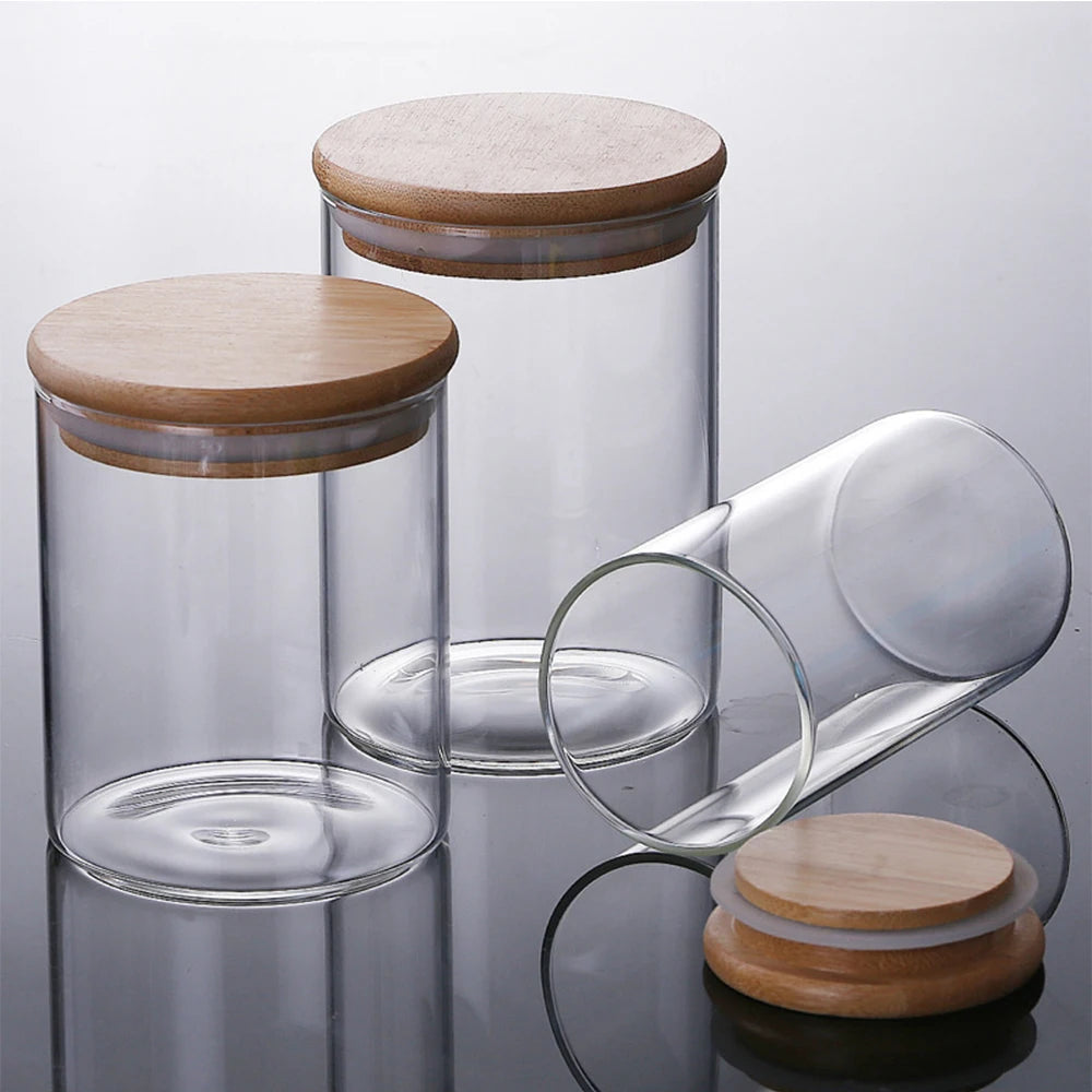 Walfos Stash Jar Food Glass Transparent Container Glass Jars With Lids Cookie Cereals Kitchen Jars Lids Small Size Pot Spice