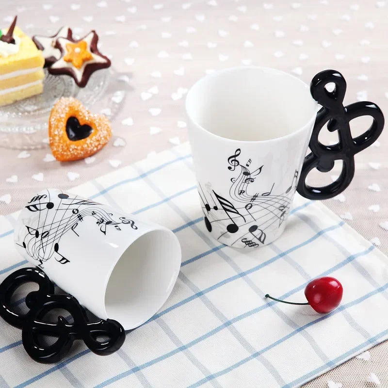 1 taza de cerámica musical de 240 ml, estilo guitarra, violín, lindas tazas de café con asa, regalos novedosos para amantes de la música, regalo de cumpleaños para niños