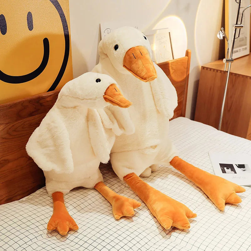 Peluches de ganso blanco grande de 50 a 190 cm, bonitos patos gigantes, almohadas para dormir para bebés, cojines de sofá súper grandes, muñecos de peluche, regalos para niños