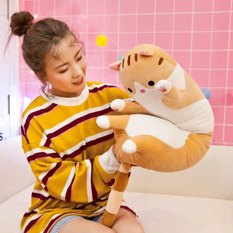 50-130cm Kawaii Giant Size Long Cat Plush Pillow Soft Colorful Kitten  Cartoon Toys Baby Accompany Sleeping Dolls for Girls Gift