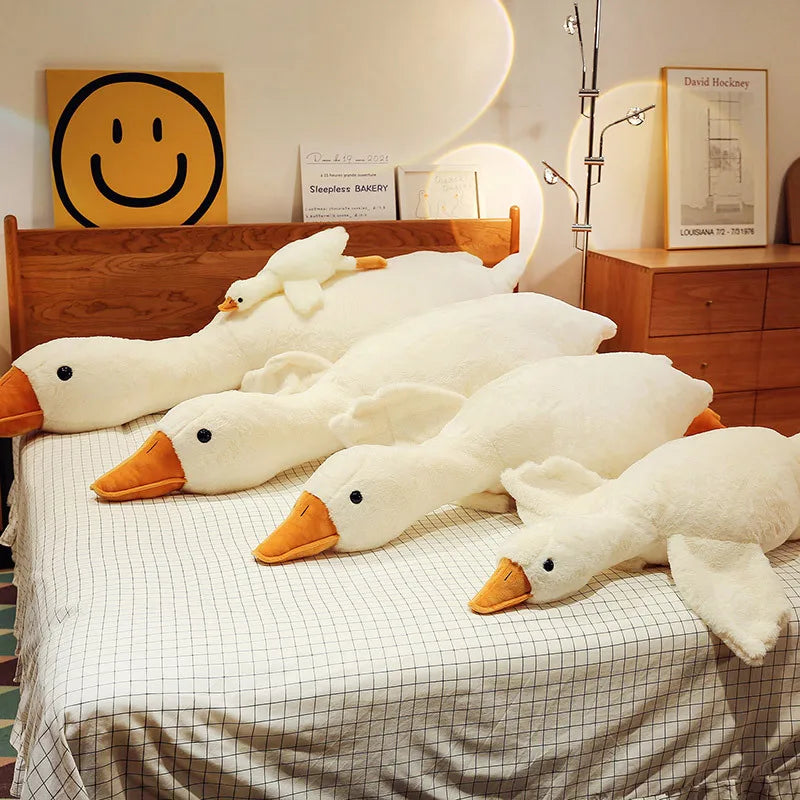 Peluches de ganso blanco grande de 50 a 190 cm, bonitos patos gigantes, almohadas para dormir para bebés, cojines de sofá súper grandes, muñecos de peluche, regalos para niños