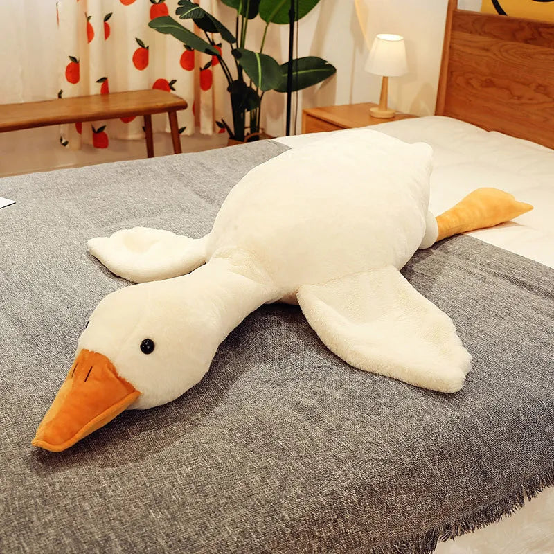 Peluches de ganso blanco grande de 50 a 190 cm, bonitos patos gigantes, almohadas para dormir para bebés, cojines de sofá súper grandes, muñecos de peluche, regalos para niños