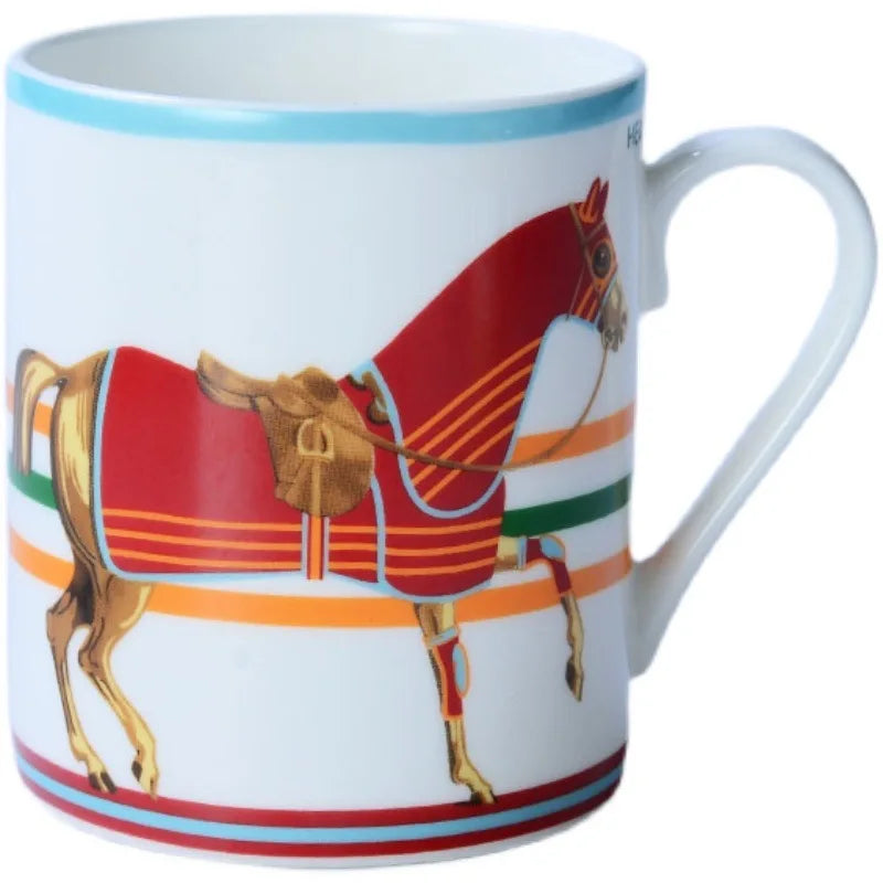 Taza de porcelana china con forma de caballo oriental, regalo creativo para la oficina, el hogar, la taza de café para el té de la mañana, tazas de café, taza con agitación automática