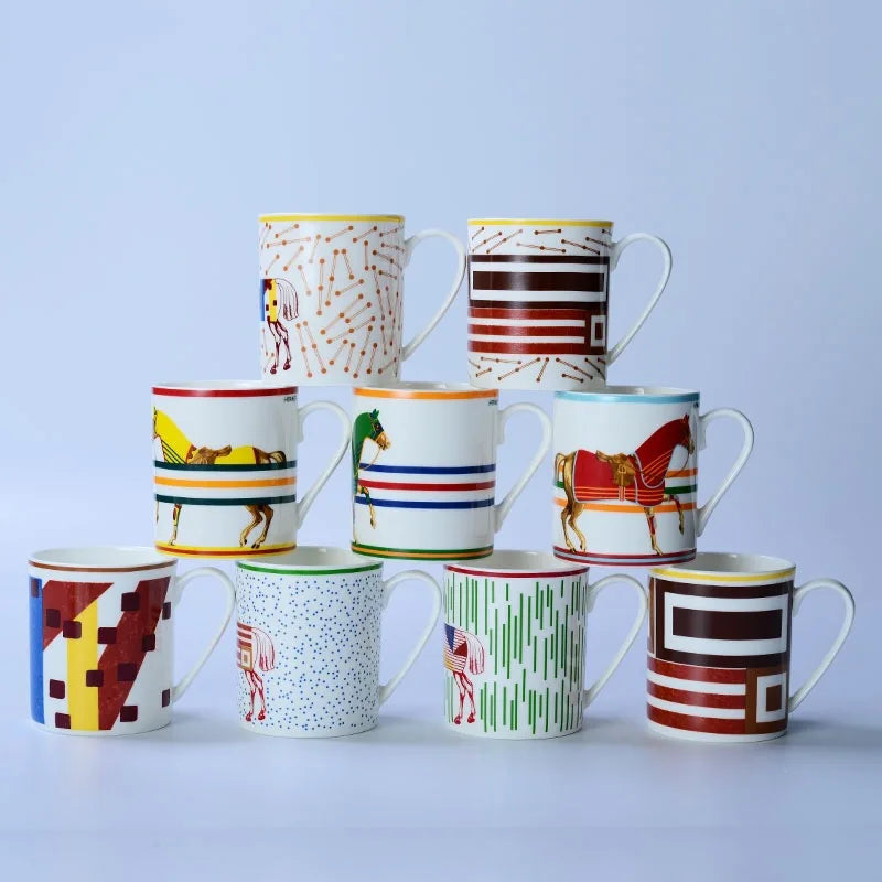 Taza de porcelana china con forma de caballo oriental, regalo creativo para la oficina, el hogar, la taza de café para el té de la mañana, tazas de café, taza con agitación automática