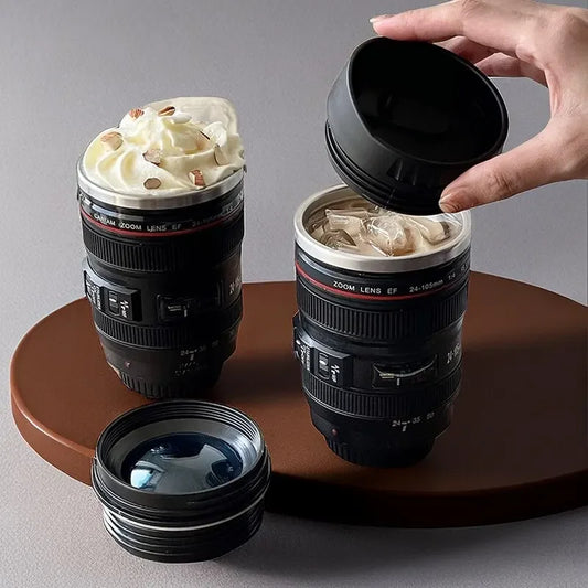 SLR Lens Cup Camera Camera Lens Model Plastic Casual Cup with Lid Coffee Mug White Black Coffee Mugs Creative Gift