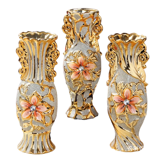 Gold Plated Porcelain Lily Vase