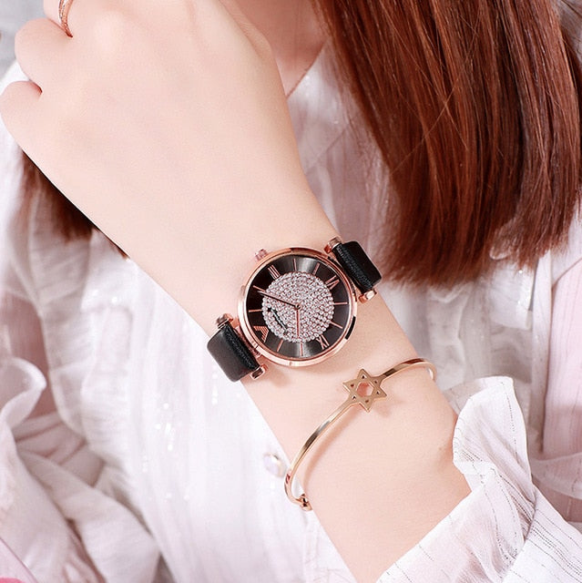 Gem Coated Rose Gold Watch