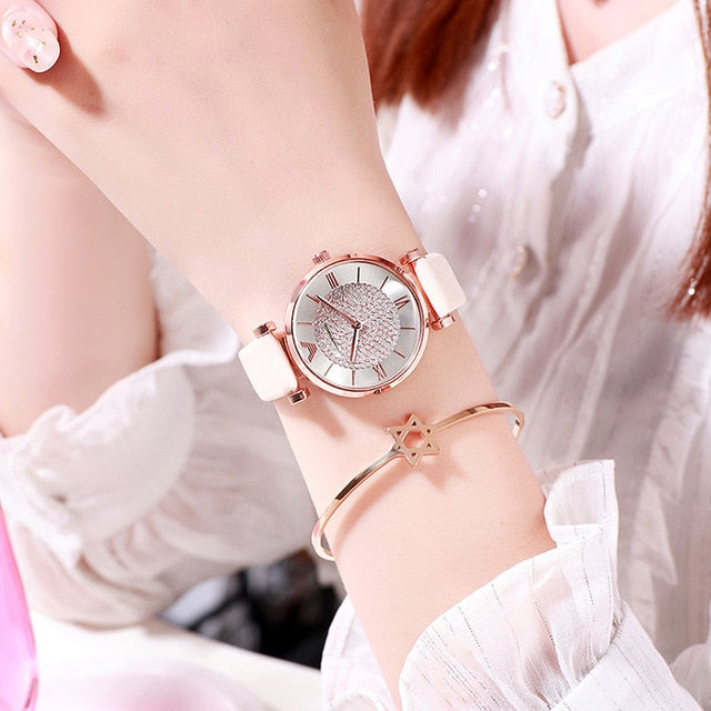 Gem Coated Rose Gold Watch