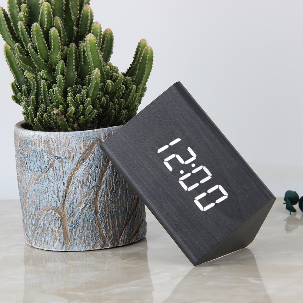 LED Wooden Alarm Clock