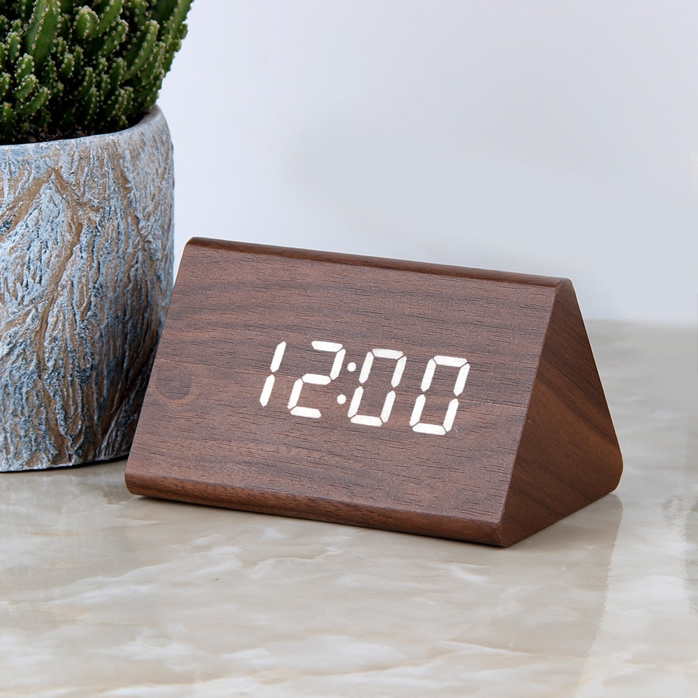 LED Wooden Alarm Clock