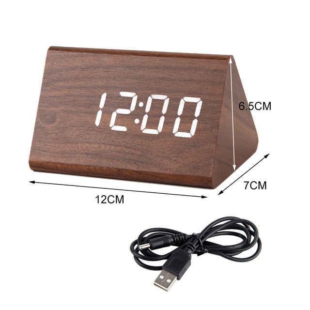 LED Wooden Alarm Clock