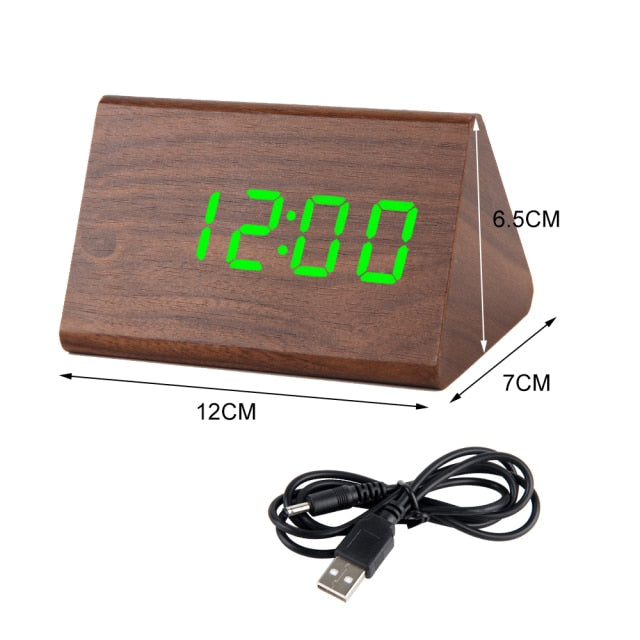 LED Wooden Alarm Clock