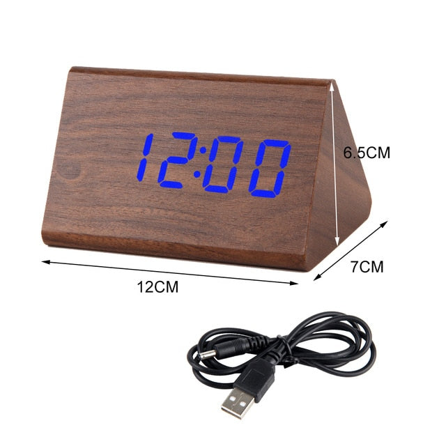 LED Wooden Alarm Clock