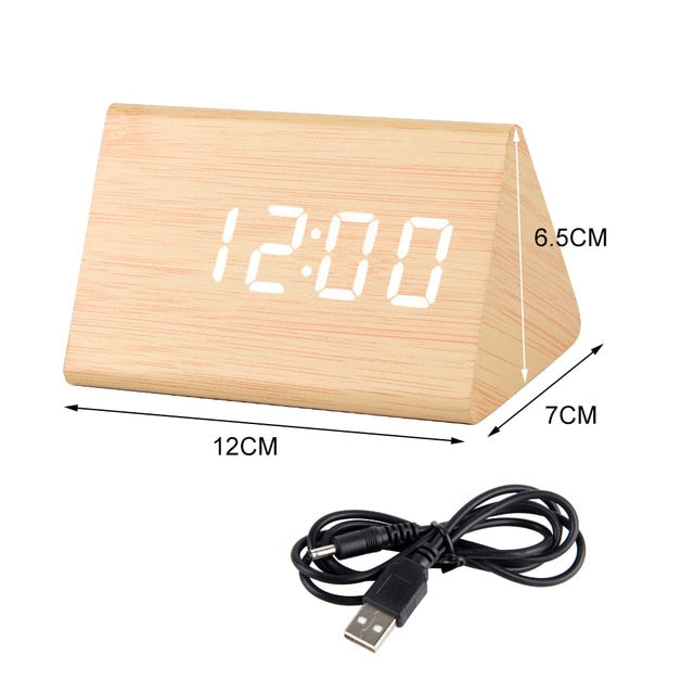 LED Wooden Alarm Clock