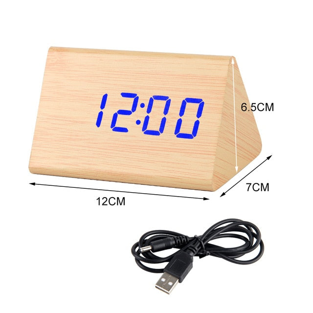 LED Wooden Alarm Clock