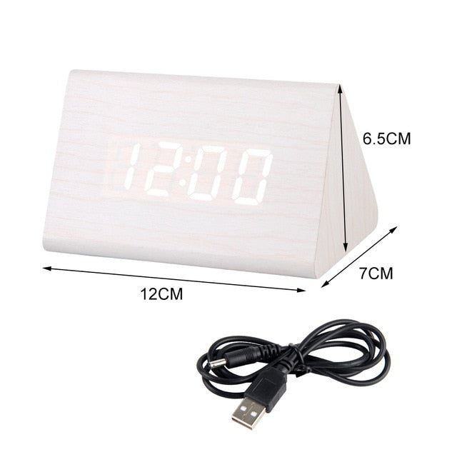 LED Wooden Alarm Clock