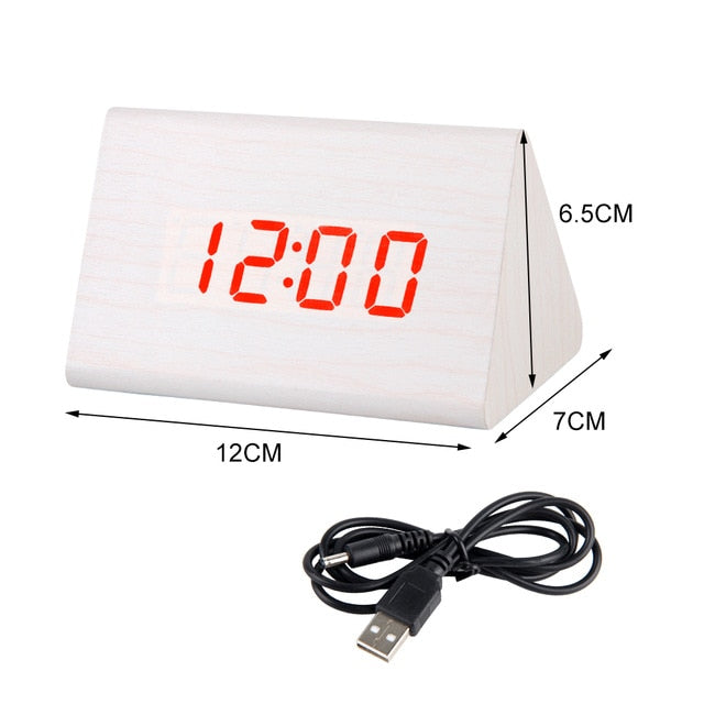 LED Wooden Alarm Clock