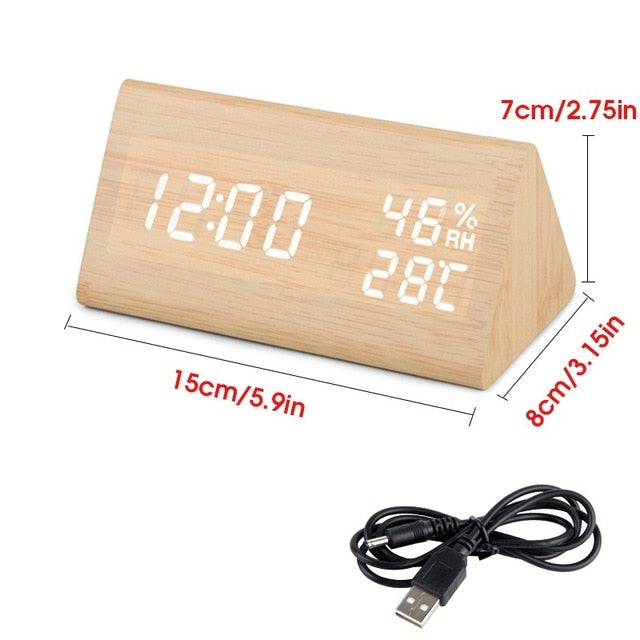 LED Wooden Alarm Clock