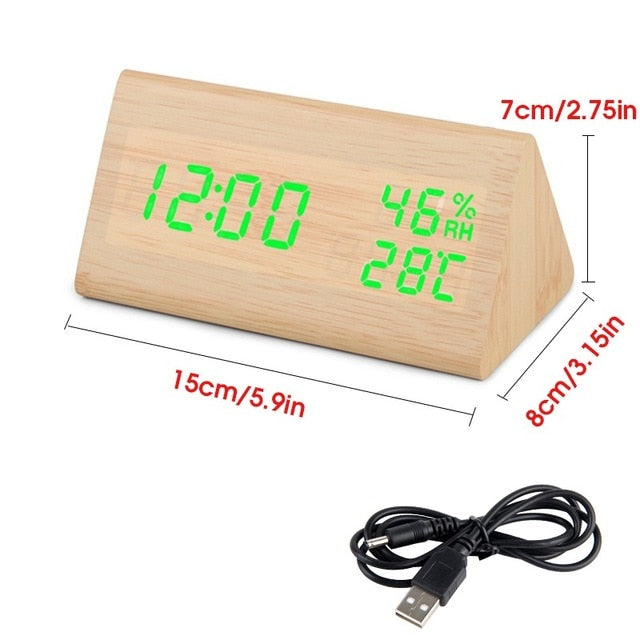 LED Wooden Alarm Clock