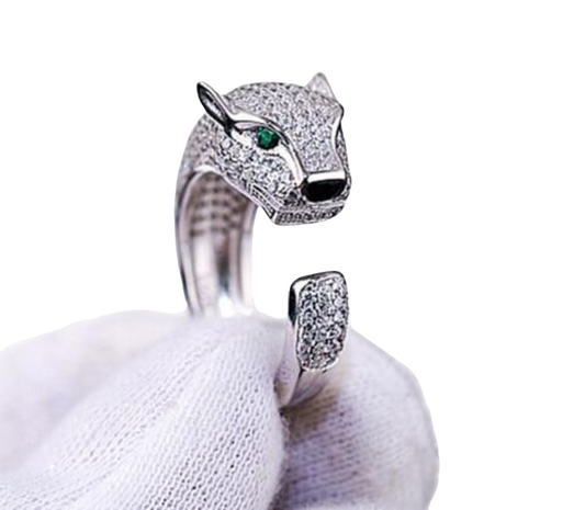 Sterling Silver Zircon Panther Ring