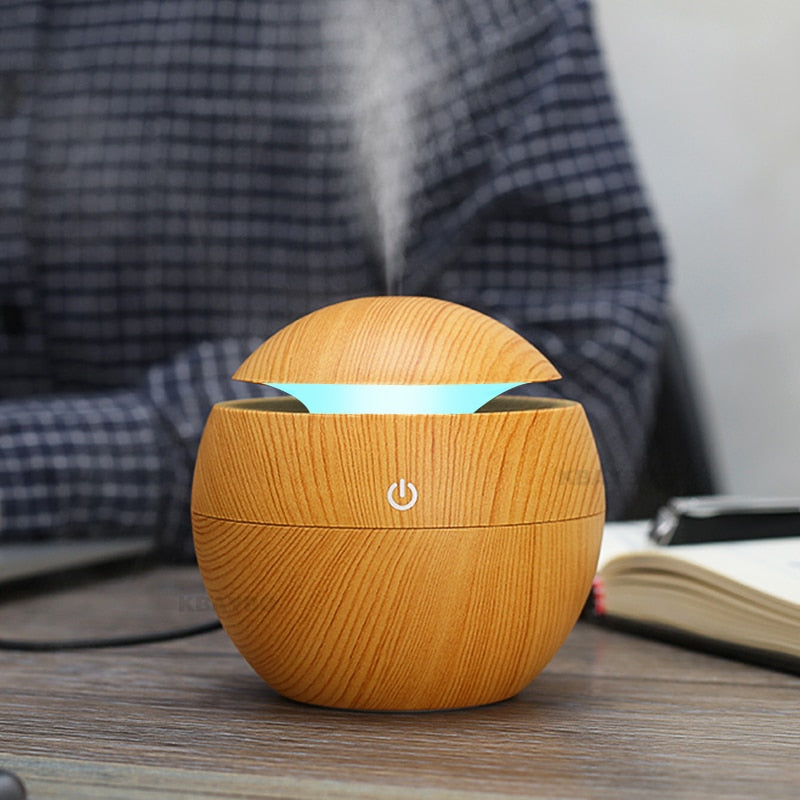 Modern Wood LED Essential Oil Diffuser