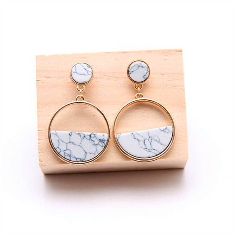 Half Loop Marble Earings