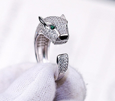 Sterling Silver Zircon Panther Ring