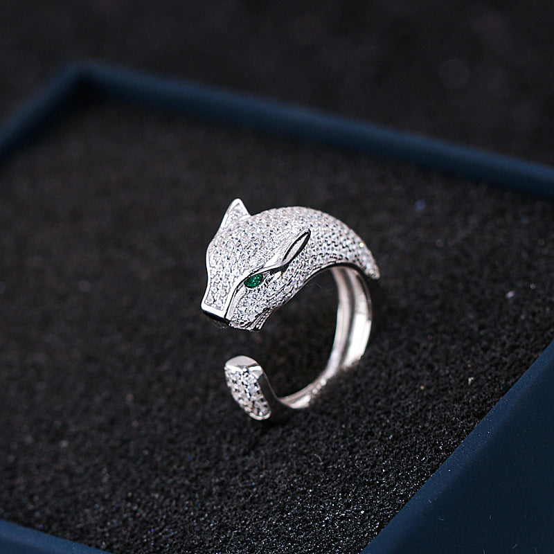 Sterling Silver Zircon Panther Ring