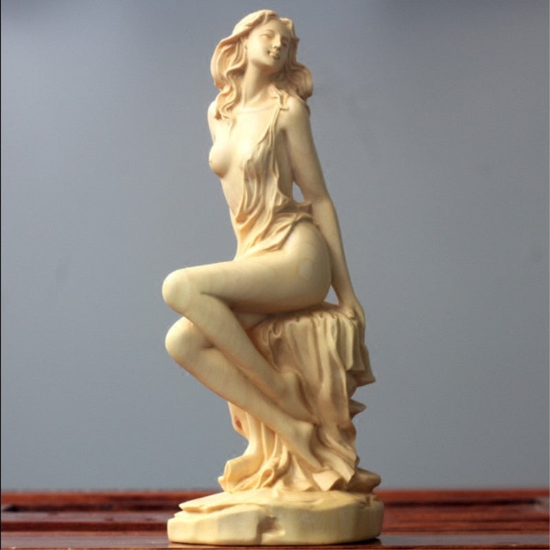 Hand Carved Wooden Goddess Sculpture